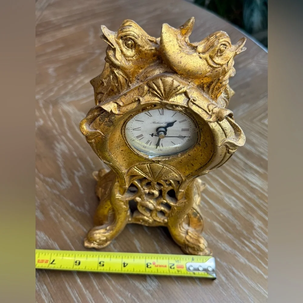 Richard Ward Winchester Gold finish Ornate Fish Design mantle Clock